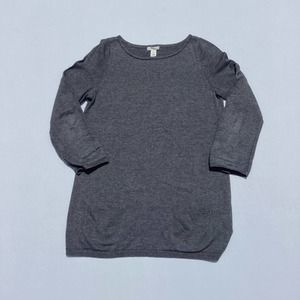 Caslon Tunic Womens Extra Small Gray Pockets Long Sleeve Minimal Dark Academia